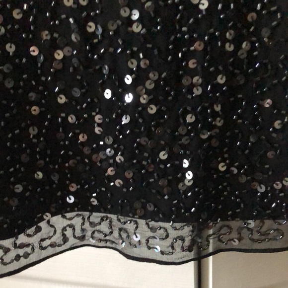 Pisarro Nights black silk Sequins Dress SZ 2  Beautiful dress with tags. - Picture 5 of 8